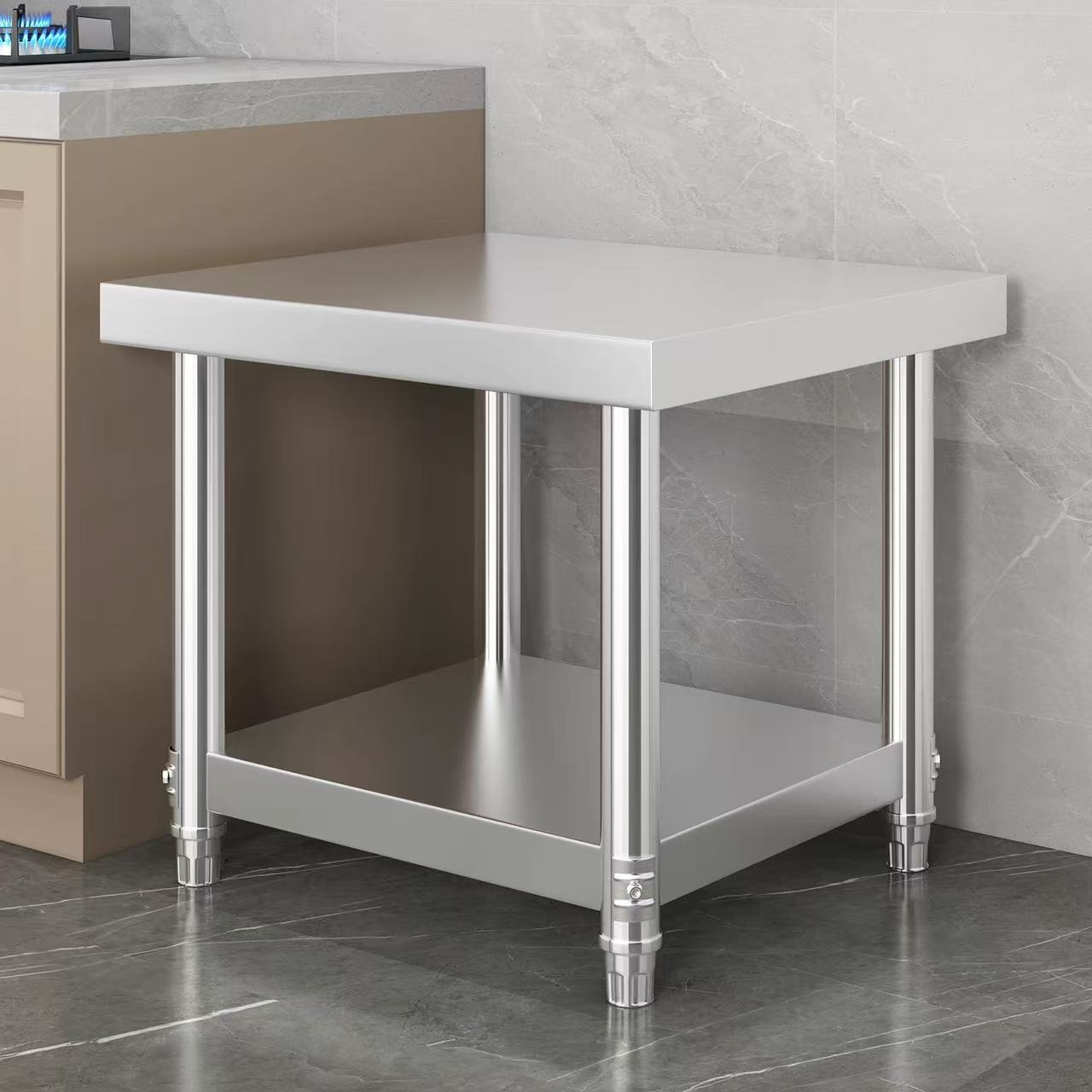 Commercial Kitchen Bench - Aanpasbare werkbank van 201/304 roestvrij staal,