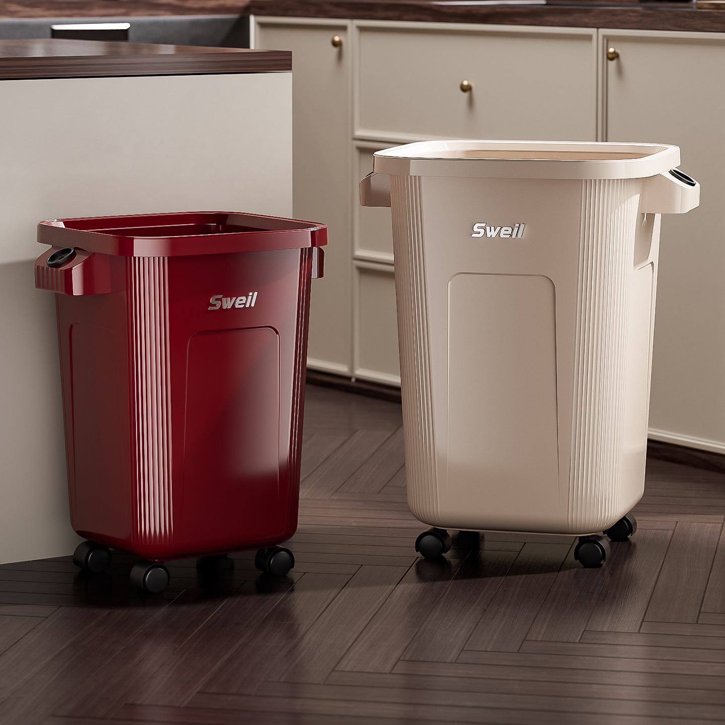 Commercial Kitchen Garbage Can - Grote rolcontainer met wielen, afvalbak voor