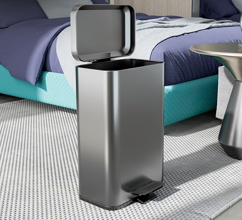 Commercial Kitchen Trash Can - 30-liter roestvrijstalen voetpedaal prullenbak voetpedaal vierkante