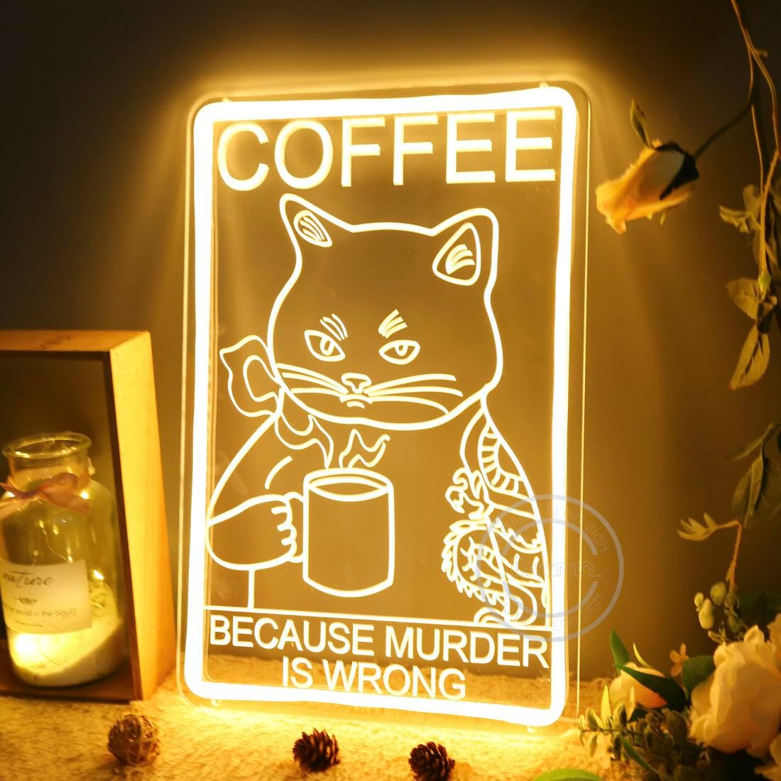 Grappige Kat Koffie Neonbord L - Commercial Kitchen Quotes recensie en prijs