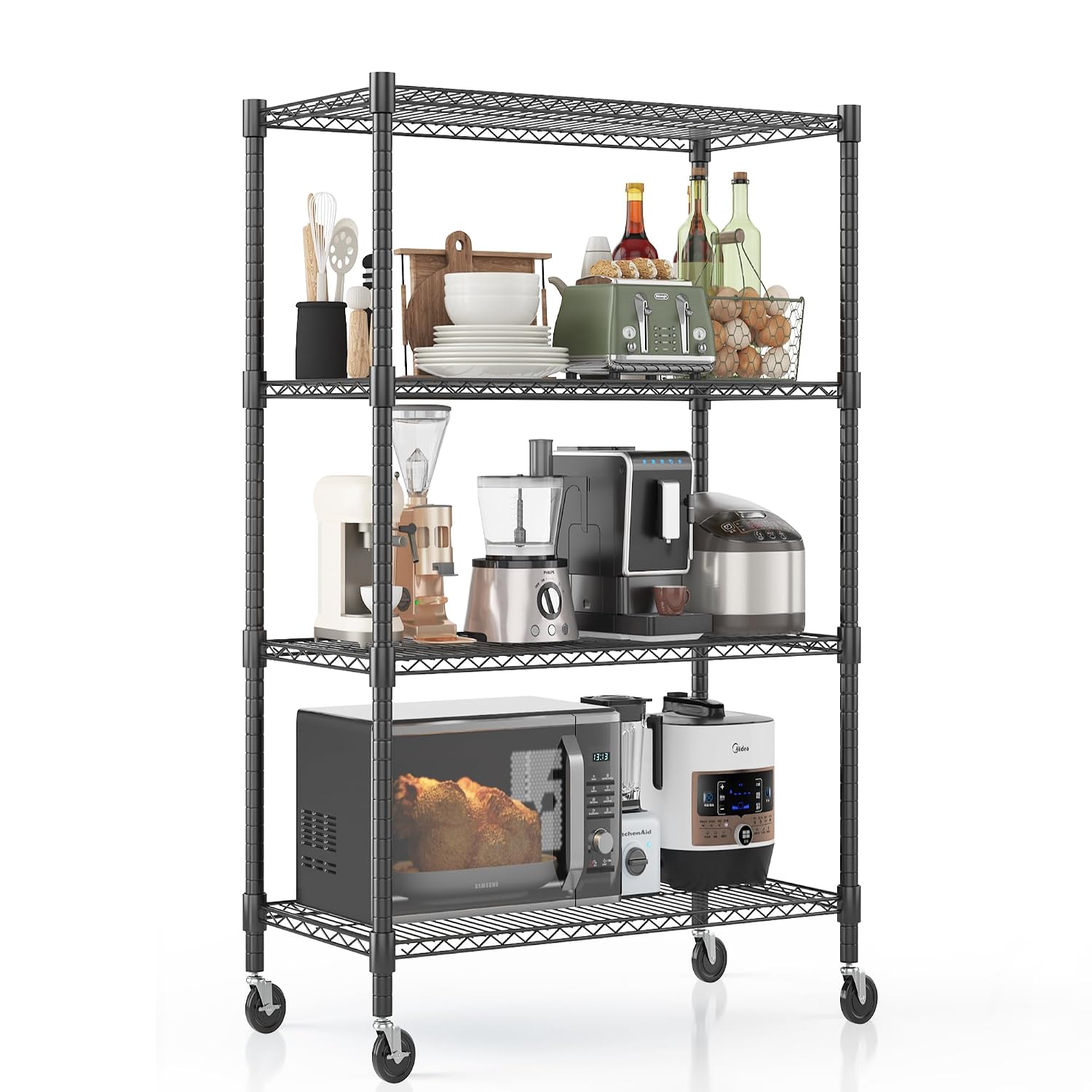 Metalen opslagrekken, 4-laags  - Commercial Kitchen On Wheels recensie en prijs