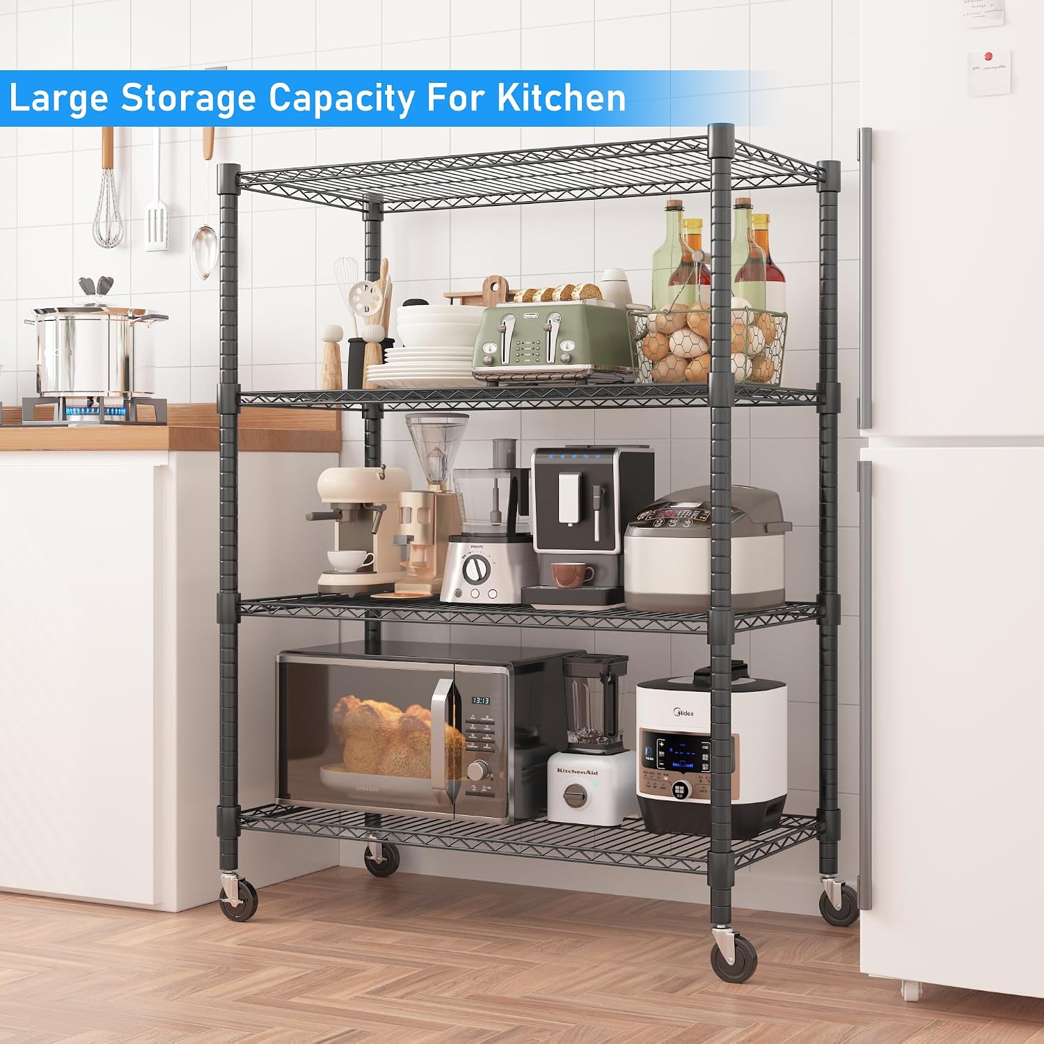 Metalen opslagrekken, 4-laags  - Commercial Kitchen On Wheels recensie en prijs