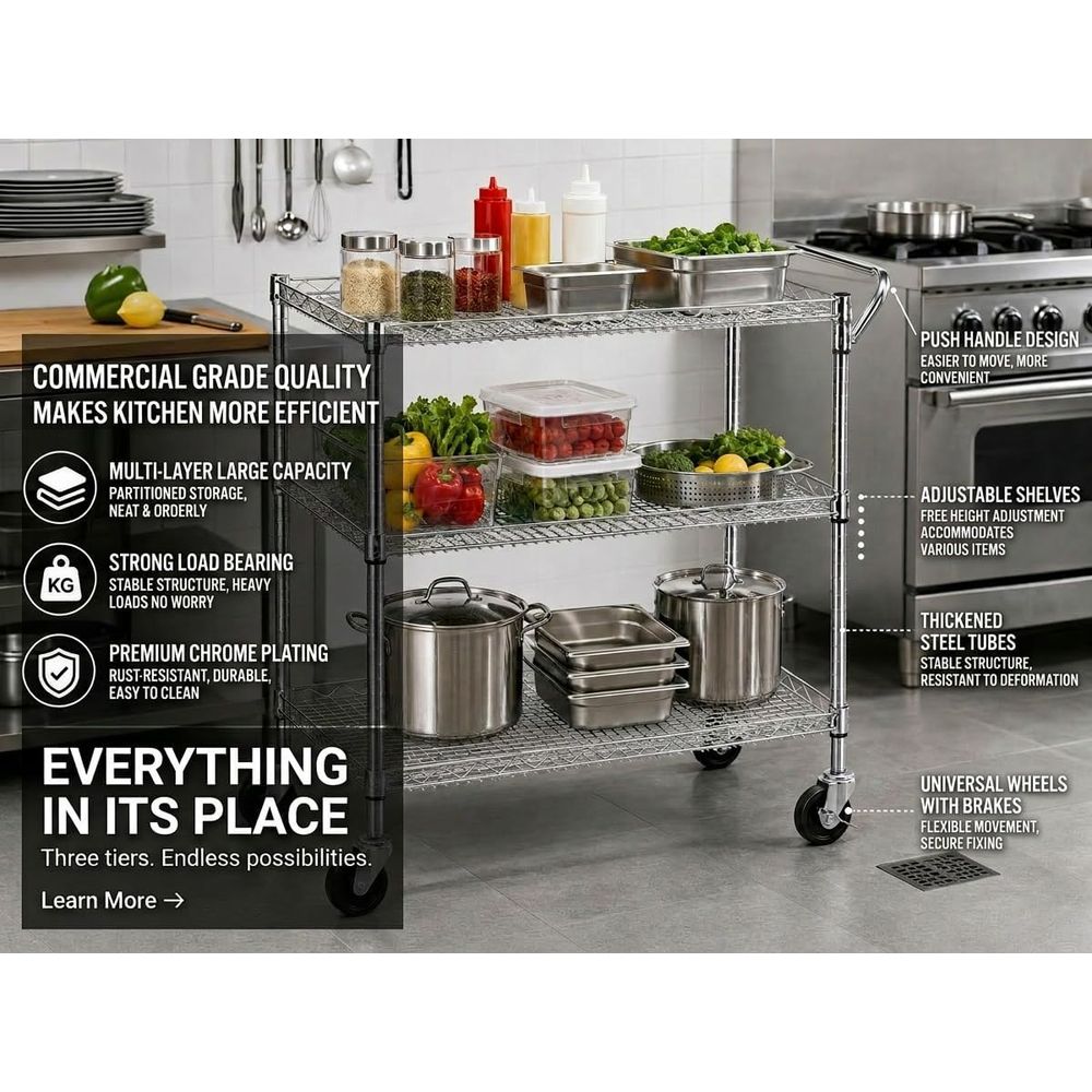Zware-duty 3-laags rollende ke - Commercial Kitchen On Wheels recensie en prijs